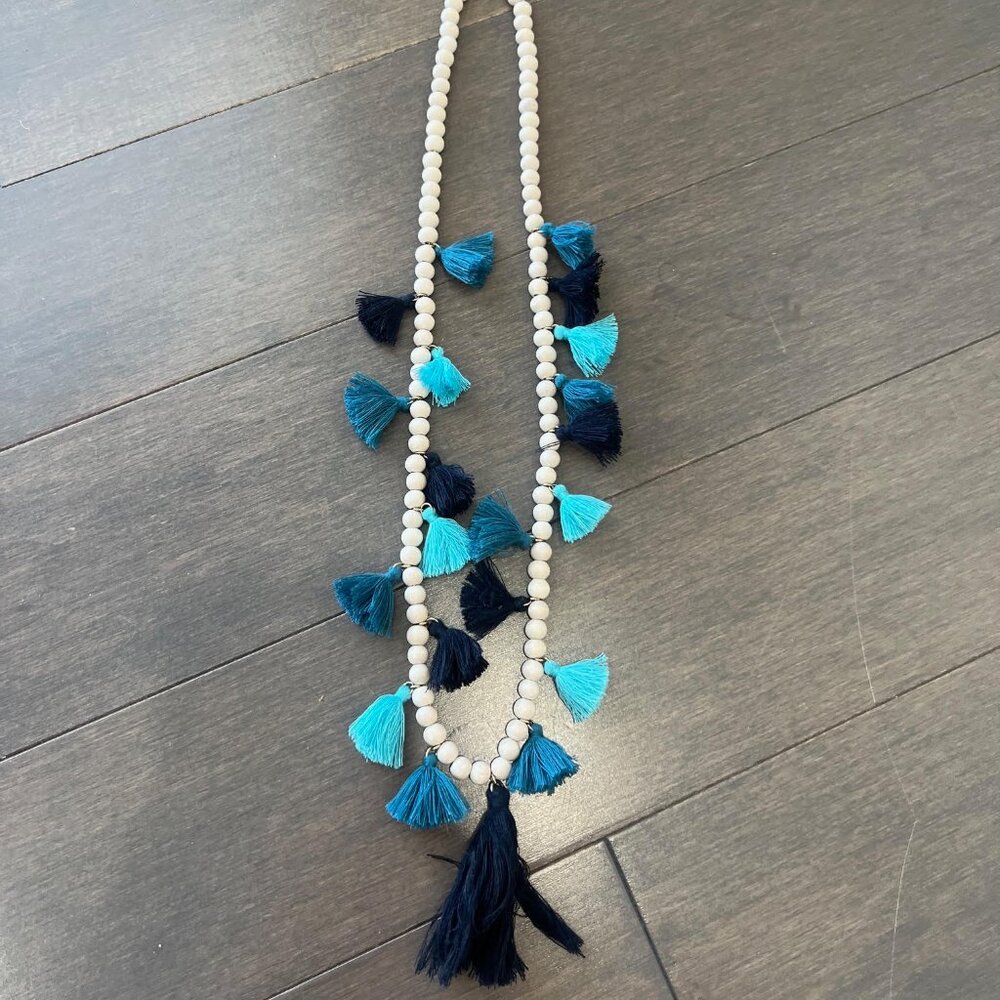 Vineyard Vines Multi Tassel Wood Bead Necklace